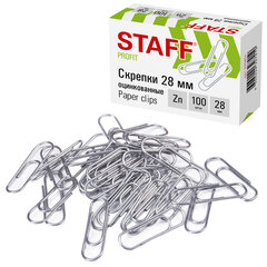 Изображение товара Скрепки STAFF, 28 мм, оцинкованные, 100 шт., в картонной коробке, 270451