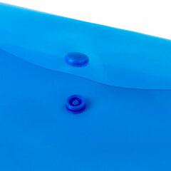 Папка-конверт с кнопкой МАЛОГО ФОРМАТА (240&times;190 мм), А5, прозрачная, синяя, 0,15 мм, STAFF, 270466