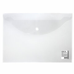 Папка-конверт с кнопкой STAFF, А4, до 100 листов, прозрачная, 0,15 мм, 270467