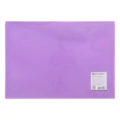 Папка-конверт с кнопкой BRAUBERG &laquo;Pastel&raquo;, А4, до 100 листов, непрозрачная, лиловая, 0,18 мм, 270475