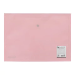 Папка-конверт с кнопкой BRAUBERG &laquo;Pastel&raquo;, А4, до 100 листов, непрозрачная, персиковая, 0,18 мм, 270476