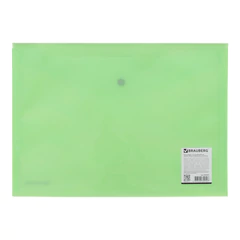 Папка-конверт с кнопкой BRAUBERG &laquo;Pastel&raquo;, А4, до 100 листов, непрозрачная, мятная, 0,18 мм, 270477