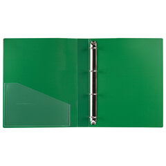 Папка на 4 кольцах, ширина 40 мм, BRAUBERG EXTRA, до 300 листов, ЗЕЛЕНАЯ, 0,8 мм, 270550