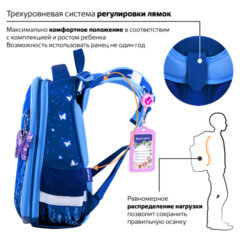 Ранец BRAUBERG PREMIUM, 2 отделения, с брелоком, "Sweet dreams", СВЕТЯЩИЙСЯ, 38х29х16 см, 270593