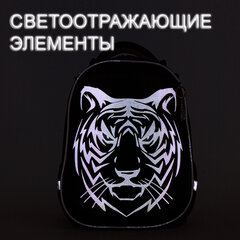 Ранец BRAUBERG SHINY, 2 отделения, с брелоком, &laquo;Тигр&raquo;, СВЕТЯЩИЙСЯ РИСУНОК, 38&times;28&times;14 см, 270698