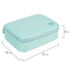 Пенал-косметичка BRAUBERG БОЛЬШОЙ, 1 отделение, 1 откидная планка, ткань, 21&times;15&times;6 см, &laquo;Mint&raquo;, 270705
