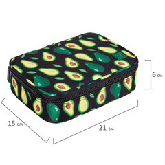 Пенал-косметичка BRAUBERG БОЛЬШОЙ, 1 отделение, 1 откидная планка, ткань, 21&times;15&times;6 см, &laquo;Avocado&raquo;, 270706