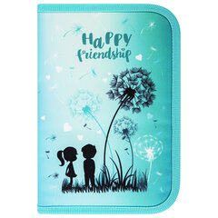 Пенал BRAUBERG с наполнением, 1 отделение, 1 откидная планка, 24 предмета, полиэстер, 21&times;14 см, &laquo;Happy friendship&raquo;, 270721