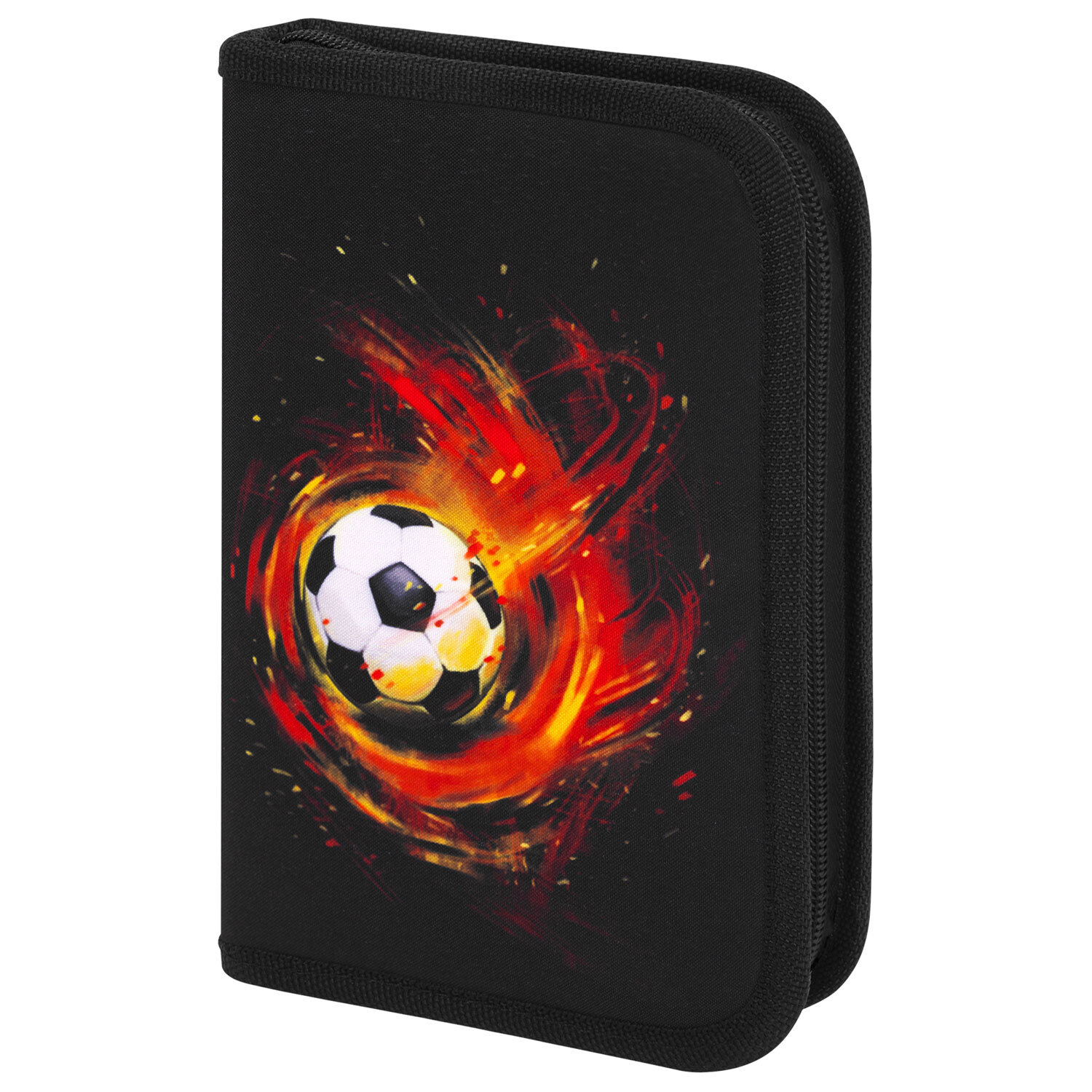 Пенал BRAUBERG с наполнением, 1 отделение, 1 откидная планка, 24 предмета, 21х14 см, "Fireball", 270723