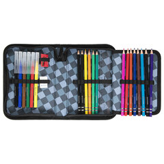 Пенал BRAUBERG с наполнением, 1 отделение, 1 откидная планка, 24 предмета, 21&times;14 см, &laquo;Fast car&raquo;, 270724