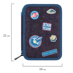 Пенал BRAUBERG, 3 отделения, полиэстер, 21х14 см, "К звездам!", 270729