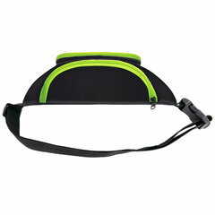 Сумка на пояс BRAUBERG RIO, карман, регулируемый ремень, черная, салатовые детали, 30&times;12&times;10 см, 270823