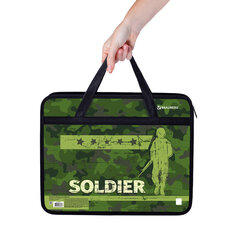 Папка на молнии с ручками BRAUBERG А4, 1 отделение, пластик, ширина 80 мм, &laquo;Soldier&raquo;, 270870