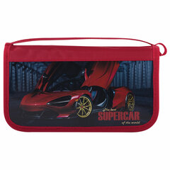 Пенал ПИФАГОР, 3 отделения, ламинированный картон, 19&times;11 см, &laquo;Supercar&raquo;, 270896