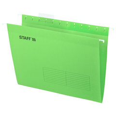 Подвесные папки А4 (350&times;240 мм) до 80 л., КОМПЛЕКТ 10 шт., зеленые, картон, STAFF, 270929