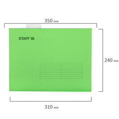 Подвесные папки А4 (350&times;240 мм) до 80 л., КОМПЛЕКТ 10 шт., зеленые, картон, STAFF, 270929