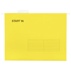 Подвесные папки А4 (350&times;240 мм) до 80 л., КОМПЛЕКТ 10 шт., желтые, картон, STAFF, 270930