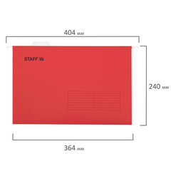 Подвесные папки A4/<wbr/>Foolscap (404&times;240 мм) до 80 л., КОМПЛЕКТ 10 шт., красные, картон, STAFF, 270936