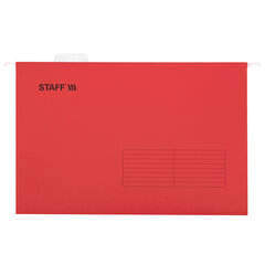 Подвесные папки A4/<wbr/>Foolscap (404&times;240 мм) до 80 л., КОМПЛЕКТ 10 шт., красные, картон, STAFF, 270936
