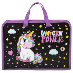 Папка на молнии с ручками ЮНЛАНДИЯ А4, 1 отделение, пластик, ширина 45 мм, &laquo;Magic unicorn&raquo;, 270944