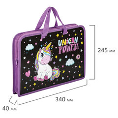 Папка на молнии с ручками ЮНЛАНДИЯ А4, 1 отделение, пластик, ширина 45 мм, &laquo;Magic unicorn&raquo;, 270944