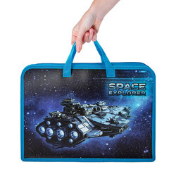 Папка на молнии с ручками ЮНЛАНДИЯ А4, 1 отделение, пластик, ширина 45 мм, &laquo;Space explorer&raquo;, 270949