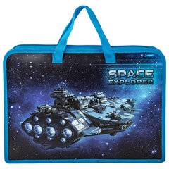 Папка на молнии с ручками ЮНЛАНДИЯ А4, 1 отделение, пластик, ширина 45 мм, &laquo;Space explorer&raquo;, 270949