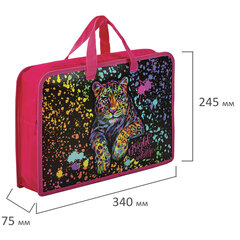 Папка на молнии с ручками ЮНЛАНДИЯ А4, 1 отделение, пластик, ширина 75 мм, &laquo;Bright wildlife&raquo;, 270953