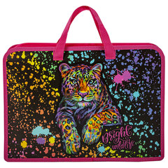 Папка на молнии с ручками ЮНЛАНДИЯ А4, 1 отделение, пластик, ширина 75 мм, &laquo;Bright wildlife&raquo;, 270953