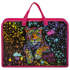 Папка на молнии с ручками ЮНЛАНДИЯ А4, 1 отделение, пластик, ширина 75 мм, &laquo;Bright wildlife&raquo;, 270953