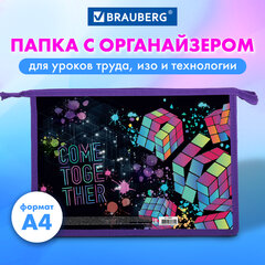 Папка для труда на молнии BRAUBERG А4, 2 отделения, органайзер, &laquo;Come together&raquo;, 270977