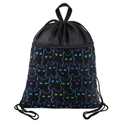 Мешок для обуви BRAUBERG БОЛЬШОЙ, с ручкой, карман на молнии, сетка, 49х41 см, "Cats", 271059