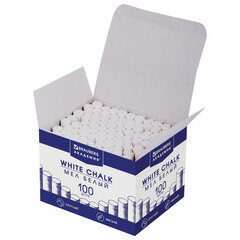 Мел белый круглый мягкий 100 штук, BRAUBERG &laquo;АКАДЕМИЯ&raquo;, картонная упаковка (АЛГЕМ), 271146