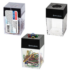 Скрепочница магнитная с 50 цветными скрепками 28 мм, РОССИЯ, BRAUBERG, 271178