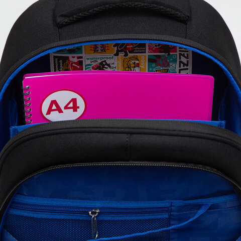 Ранец GRIZZLY анатомическая спинка, c бейджем, для мальчиков, "SPACE", 36х28х20 см, RAz-287-3/1