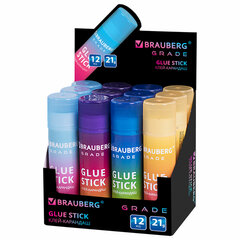Клей-карандаш в градиентном корпусе BRAUBERG &laquo;Grade&raquo;, 21 г, PVP-основа, ассорти, 271247