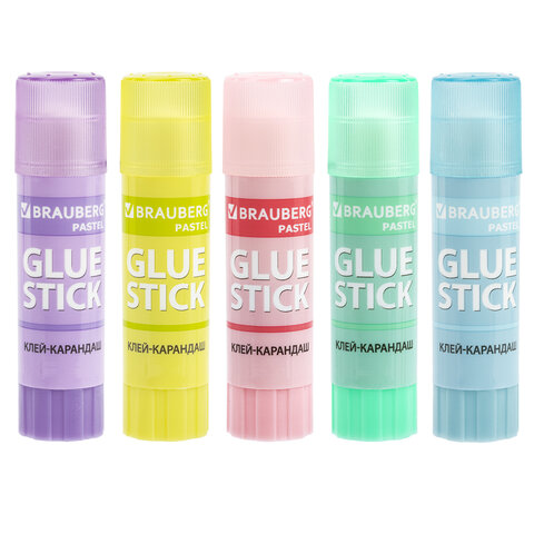 Клей-карандаш в пастельном корпусе BRAUBERG PASTEL, 15 г, PVP основа, ассорти, 271249