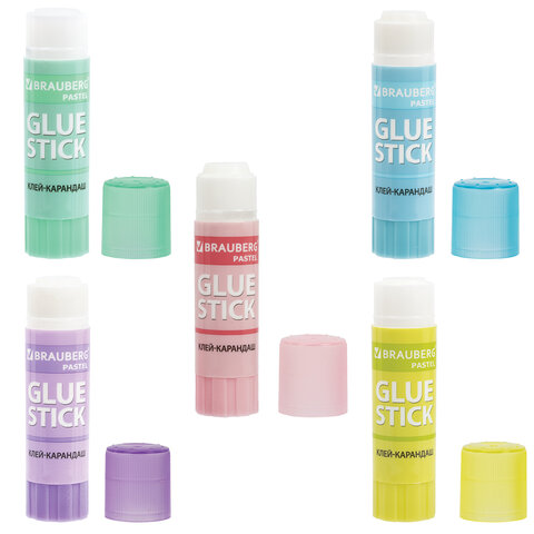 Клей-карандаш в пастельном корпусе BRAUBERG PASTEL, 15 г, PVP основа, ассорти, 271249