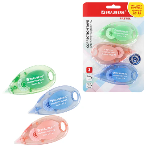 �������������� ����� BRAUBERG PASTEL, 5 �� x 12 �, �������� ���������, �������� �������� 3 ����� � ��������, 271252 �����