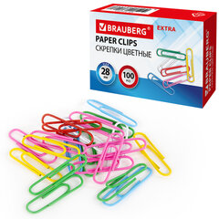 Изображение товара Скрепки EXTRA BRAUBERG 28 мм цветные 100 штук, 271313