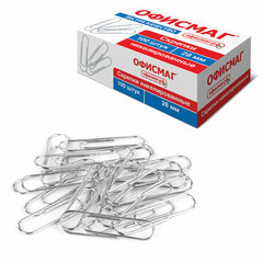 Изображение товара Скрепки ЭКСТРА ОФИСМАГ 28 мм никелированные 100 штук