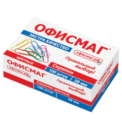 Скрепки ЭКСТРА ОФИСМАГ 28 мм цветные 100 штук, 271316