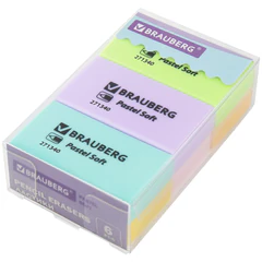 Ластики BRAUBERG PASTEL SOFT НАБОР 6 шт., размер ластика 45&times;25&times;10 мм, экологичный ПВХ, 271340
