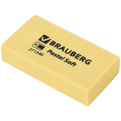 Ластики BRAUBERG PASTEL SOFT НАБОР 6 шт., размер ластика 45&times;25&times;10 мм, экологичный ПВХ, 271340
