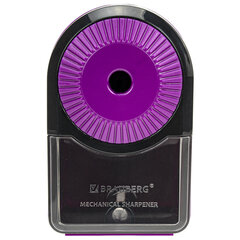Точилка механическая BRAUBERG ULTRA для чернографитных и цветных карандашей, крепление к столу, цвет корпуса сиреневый с черным, 271341