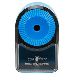 Точилка механическая BRAUBERG ULTRA для чернографитных и цветных карандашей, крепление к столу, цвет корпуса голубой с черным, 271342