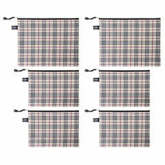 Папка-конверт СУПЕР КОМПЛЕКТ на молнии, 6 штук (А4 &mdash; 2 шт., А5 &mdash; 4 шт.), ткань в клетку, BRAUBERG, 271350