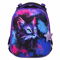 Ранец BRAUBERG PREMIUM, 2 отделения, с брелком, &laquo;Neon cat&raquo;, 38&times;29&times;16 см, 271352