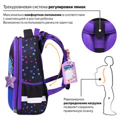 Ранец BRAUBERG PREMIUM, 2 отделения, с брелоком, "Neon cat", 38х29х16 см, 271352