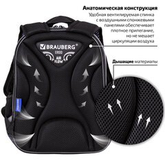 Ранец BRAUBERG QUADRO, 3 отделения, с брелоком, "Спортивная машина", ЛАМПОЧКИ, 37х28х18 см, 271359